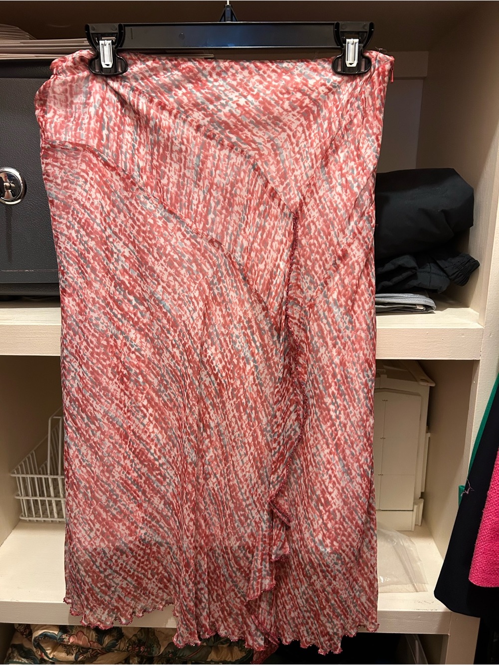 mac & jac Coral and White Patterned Midi Skirt